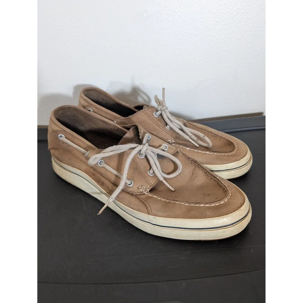 Sperry Top-Sider Bahama Mens 13 Tan Leather Boat Shoes 0284737 Grippy